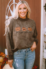 Brown Let's Get Smashed Halloween Pumpkin Graphic Sweatshirt Brown 75%Polyester+25%Cotton Graphic Sweatshirts JT's Designer Fashion