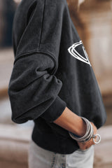 Black Rugby game day Graphic Pullover Sweatshirt Graphic Sweatshirts JT's Designer Fashion