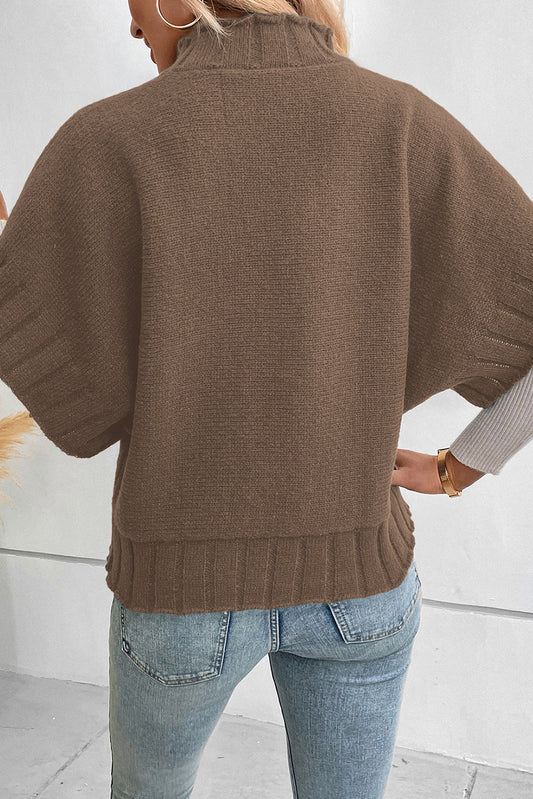 Desert Palm Mock Neck Batwing Sleeve Knit Sweater Sweaters & Cardigans JT's Designer Fashion