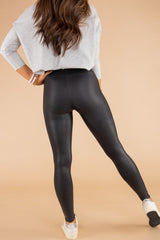 Black Piping Trim Sleek Leather High Waist Leggings Bottoms JT's Designer Fashion