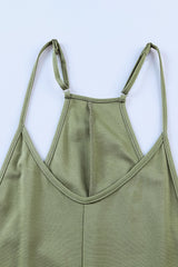 Green Pocketed Adjustable Spaghetti Strap Straight Leg Jumpsuit Jumpsuits & Rompers JT's Designer Fashion