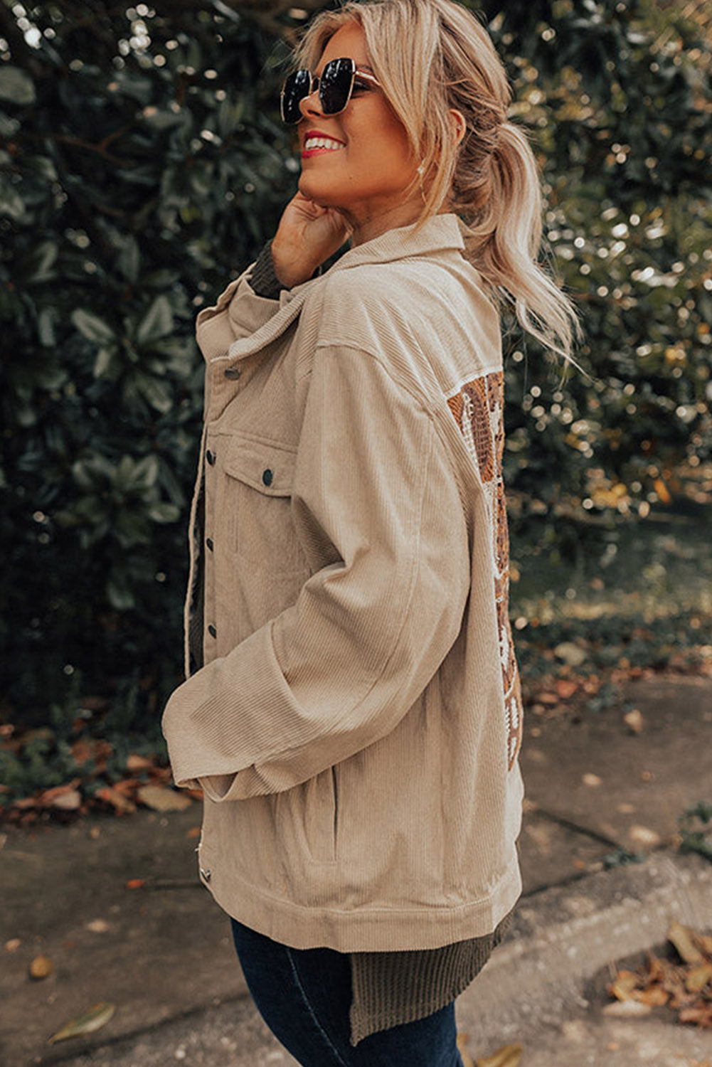 Khaki never-a-worry-corduroy-jacket-curves Plus Size JT's Designer Fashion