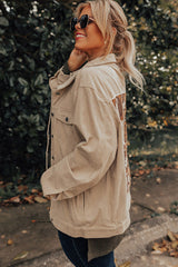 Khaki never-a-worry-corduroy-jacket-curves Plus Size JT's Designer Fashion