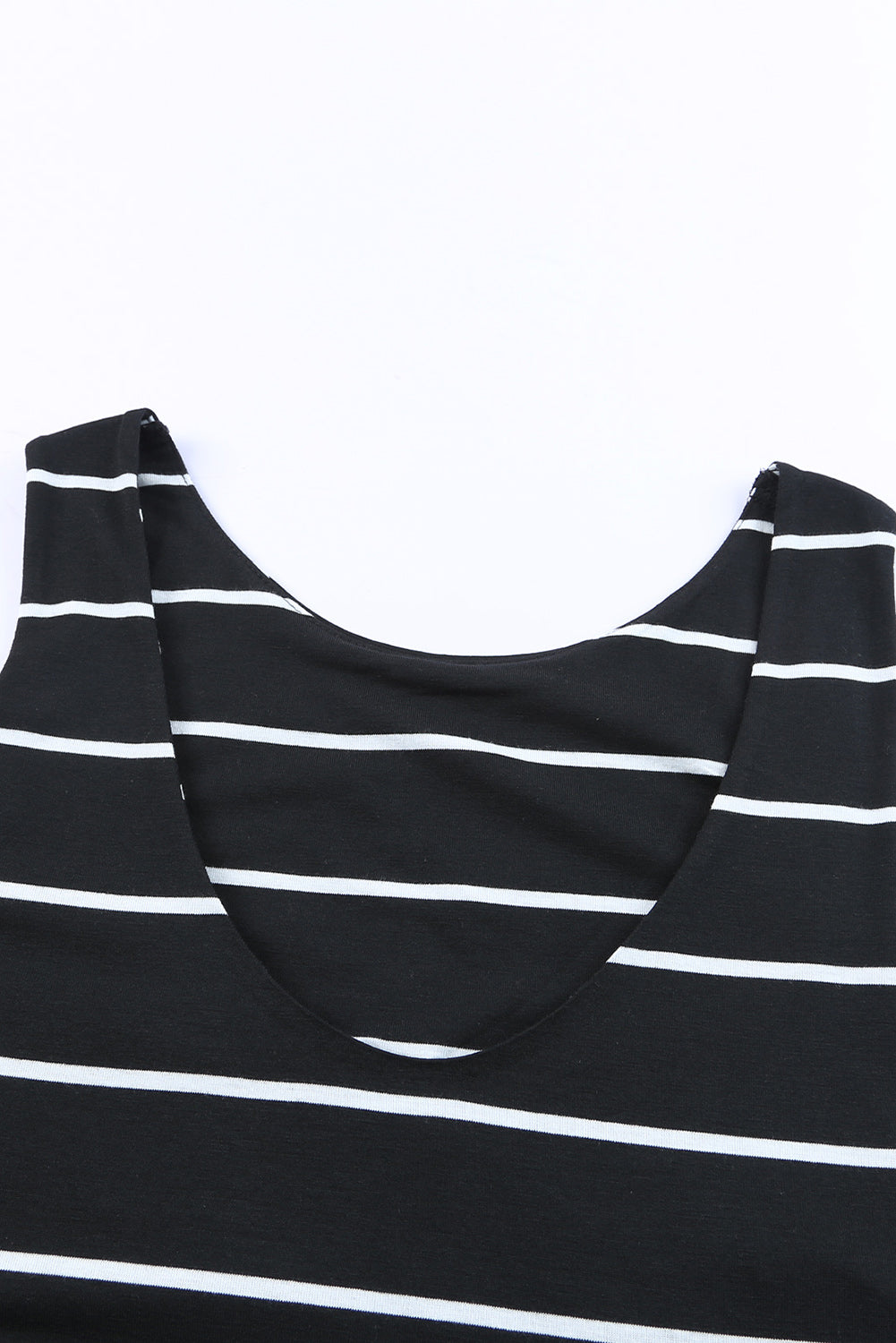 Black Stripe Print Open Back Sleeveless Long Dress with Slits Maxi Dresses JT's Designer Fashion