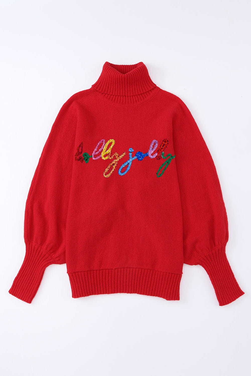 Shiny Letter Red Sweater Sweaters & Cardigans JT's Designer Fashion
