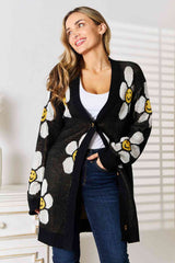 Double Take Floral Button Down Longline Cardigan JT's Designer Fashion