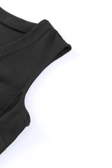 Black Buttoned Sleeveless Cropped Jumpsuit with Sash Jumpsuits & Rompers JT's Designer Fashion