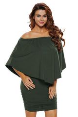 Multiple Dressing Layered Army Green Mini Poncho Dress Mini Dresses JT's Designer Fashion