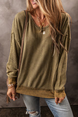 Jungle Green Textured Seamed Drop Sleeve Sweatshirt Sweatshirts & Hoodies JT's Designer Fashion