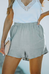 High Waist Pocketed Ruffle Shorts Casual Shorts JT's Designer Fashion