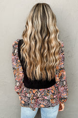 Black Cable Knit Contrast Floral Sleeve Peplum Sweater Sweaters & Cardigans JT's Designer Fashion