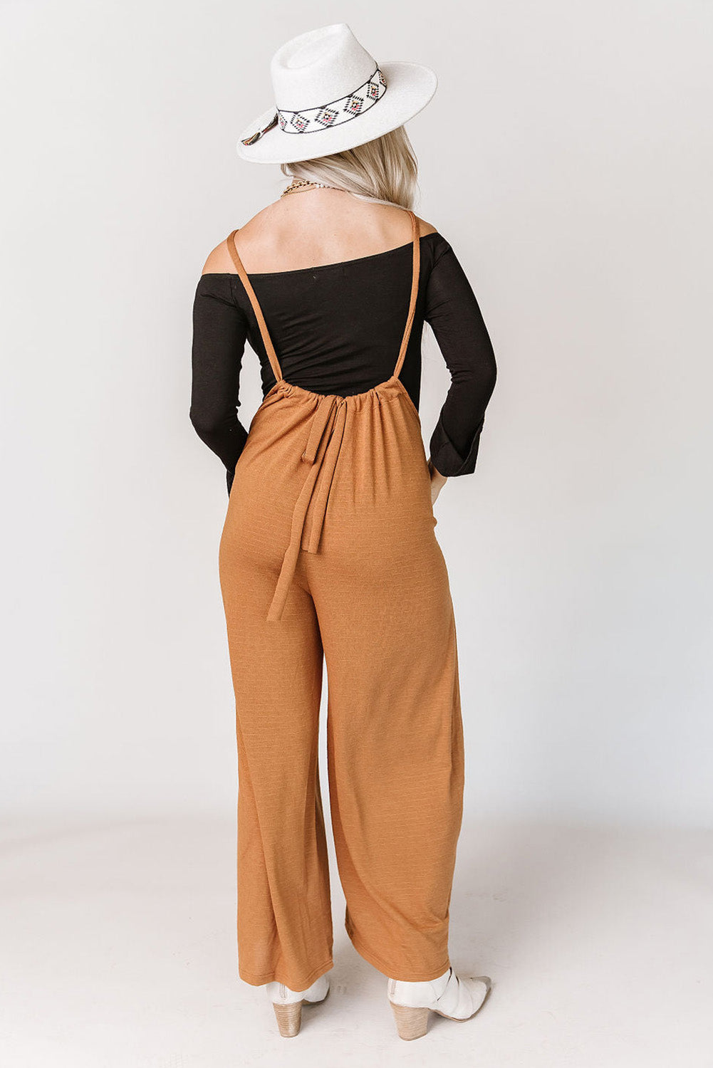 Orange High Rise Wide Leg Suspender Pants Bottoms JT's Designer Fashion