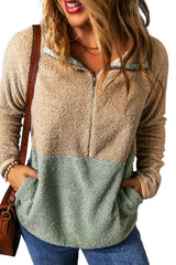 Smoke Gray 2-tone Color Block Half Zip Fleece Sweatshirt Sweatshirts & Hoodies JT's Designer Fashion
