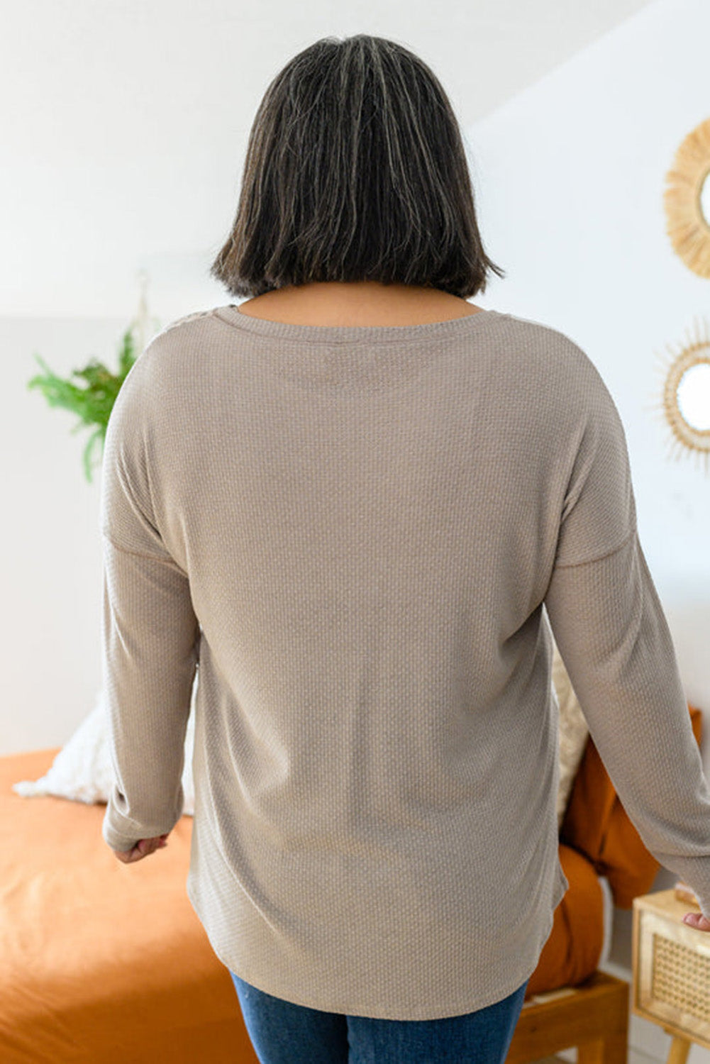 Gray Plus Size Leopard Patchwork Mix Knit Long Sleeve Top Plus Size JT's Designer Fashion