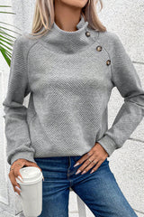 Gray Solid Button Detail Sweatshirt Sweatshirts & Hoodies JT's Designer Fashion