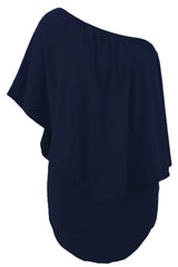 Multiple Dressing Layered Dark Blue Mini Poncho Dress Mini Dresses JT's Designer Fashion
