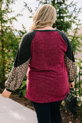 Multicolor Leopard Colorblock Long Sleeve Plus Size Top Plus Size JT's Designer Fashion