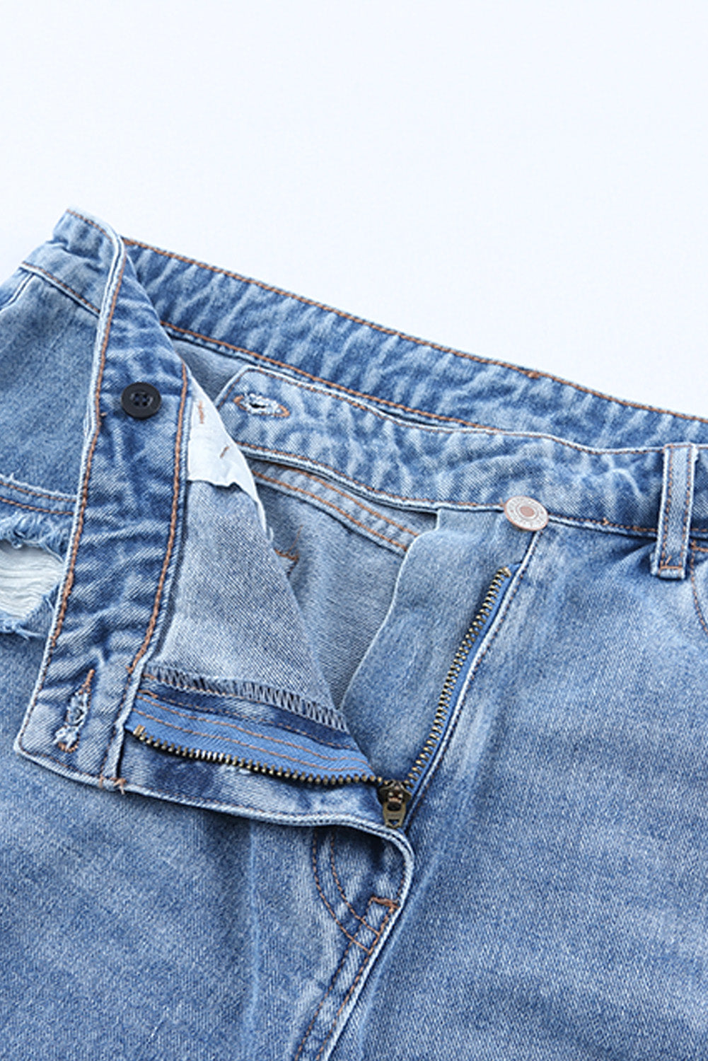 Sky Blue High Rise Crossover Waist Denim Shorts Denim Shorts JT's Designer Fashion