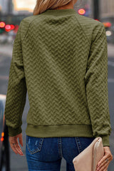 Pickle Green Solid Textured Raglan Sleeve Pullover Sweatshirt Sweatshirts & Hoodies JT's Designer Fashion