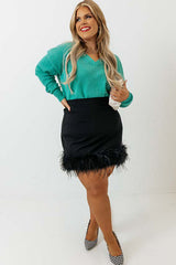 Green Plus Size Drop Shoulder V Neck Sweater Plus Size JT's Designer Fashion