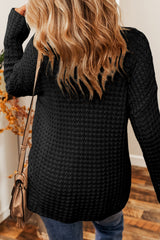 Black Open Knit V Neck Sweater Sweaters & Cardigans JT's Designer Fashion