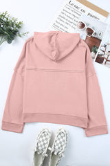 Pink Casual Button Solid Patchwork Trim Hoodie Sweatshirts & Hoodies JT's Designer Fashion
