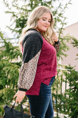 Multicolor Leopard Colorblock Long Sleeve Plus Size Top Plus Size JT's Designer Fashion
