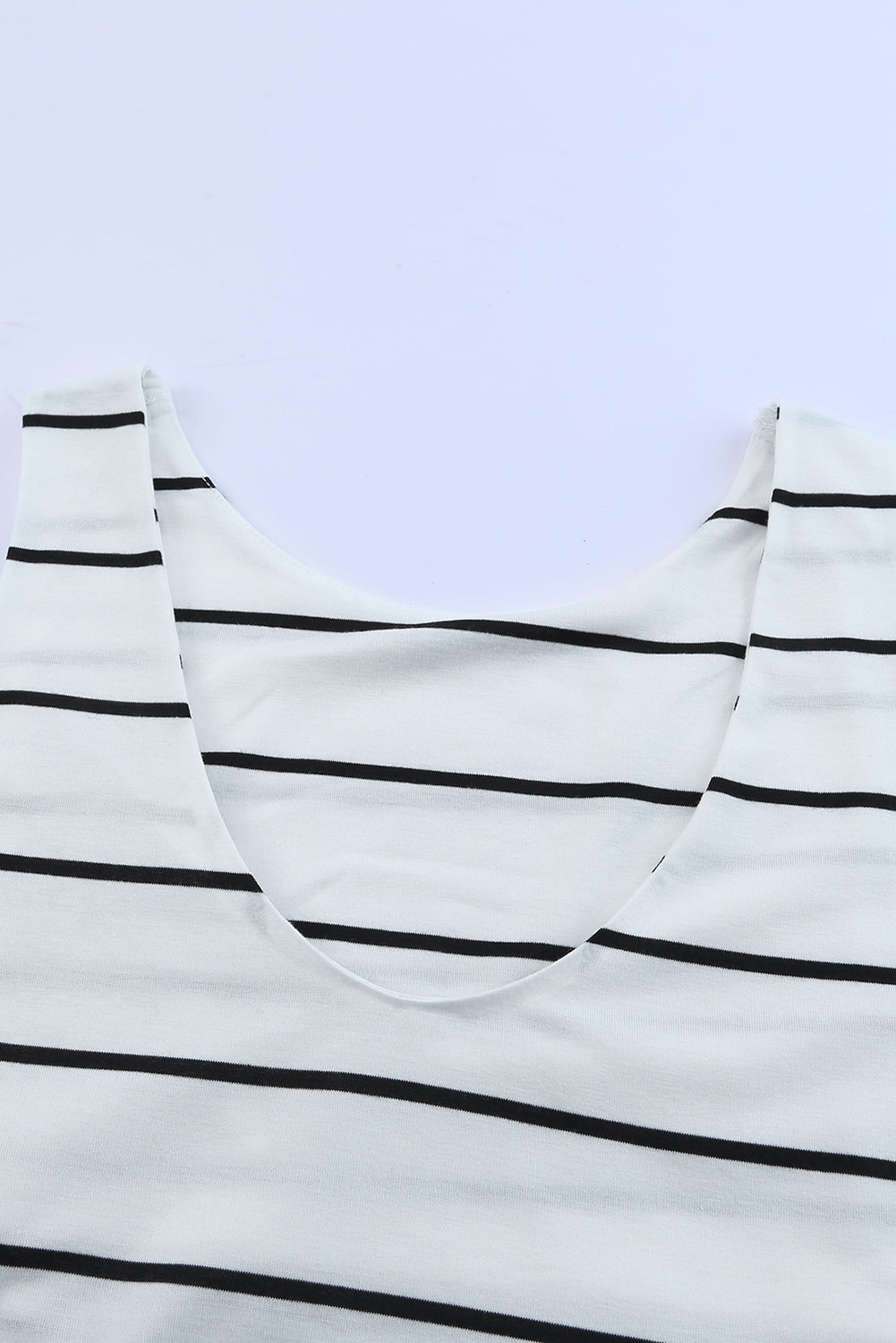 White Stripe Print Open Back Sleeveless Long Dress with Slits Maxi Dresses JT's Designer Fashion