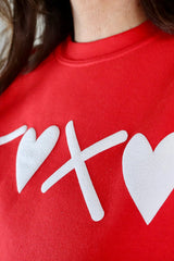 Red Puff XOXO Print Valentines Heart Sweatshirt Graphic Sweatshirts JT's Designer Fashion