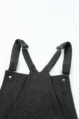 Gray Vintage Washed Drawstring Short Overalls Jumpsuits & Rompers JT's Designer Fashion