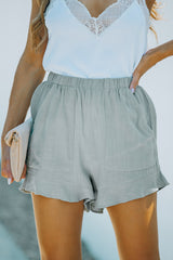 High Waist Pocketed Ruffle Shorts Casual Shorts JT's Designer Fashion