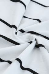 White Stripe Print Open Back Sleeveless Long Dress with Slits Maxi Dresses JT's Designer Fashion