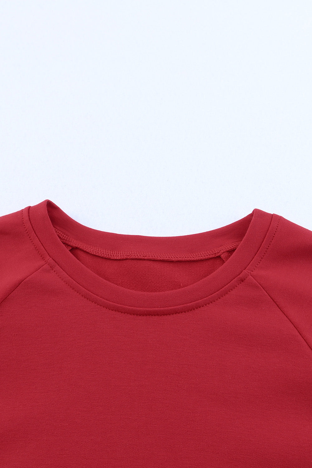 Red Solid Round Neck Raglan Sleeve Sweatshirt Sweatshirts & Hoodies JT's Designer Fashion