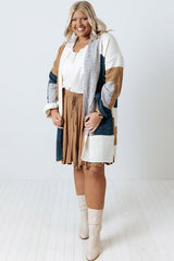 Multicolor Plus Size Colorblock Knit Cardigan Plus Size JT's Designer Fashion