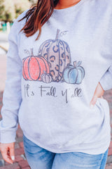 Gray Pumpkin Graphic Plus Size Pullover Sweatshirt Plus Size JT's Designer Fashion