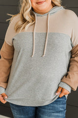Multicolour Plus Size Colorblock Drop Shoulder Balloon Sleeve Hoodie Plus Size JT's Designer Fashion