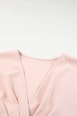 Pink Deep V Neck Buttoned High Waist Romper Jumpsuits & Rompers JT's Designer Fashion