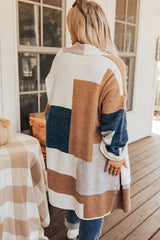 Multicolor Plus Size Colorblock Knit Cardigan Plus Size JT's Designer Fashion