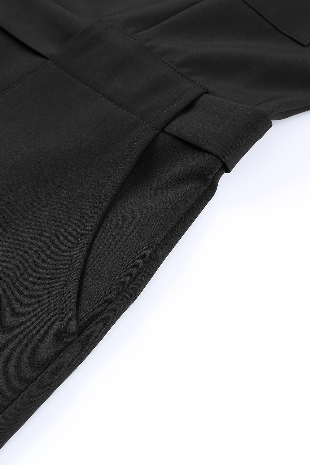 Black Buttoned Sleeveless Cropped Jumpsuit with Sash Jumpsuits & Rompers JT's Designer Fashion