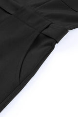 Black Buttoned Sleeveless Cropped Jumpsuit with Sash Jumpsuits & Rompers JT's Designer Fashion