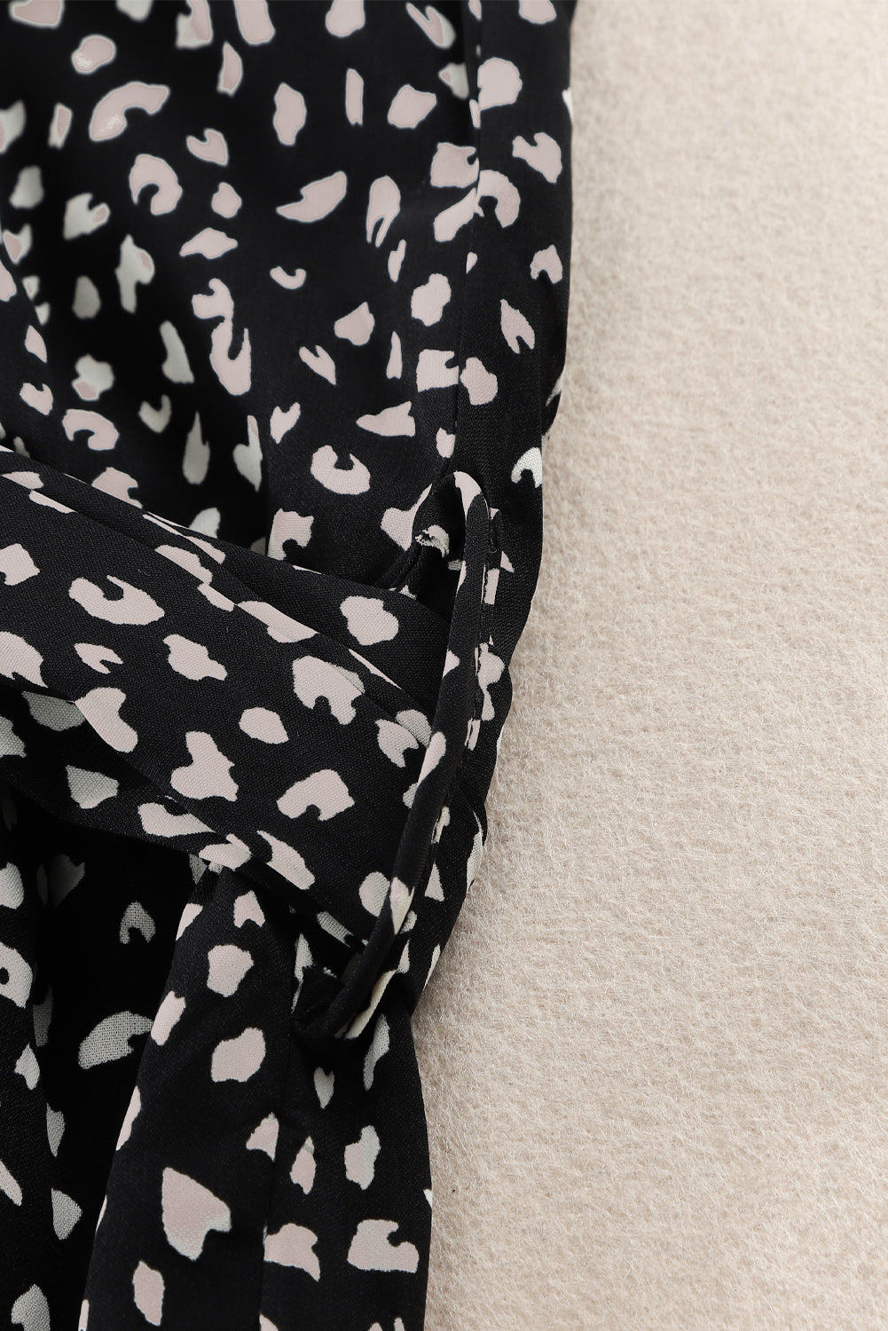 Black Leopard Print Belted V Neck Short Sleeve Romper Jumpsuits & Rompers JT's Designer Fashion
