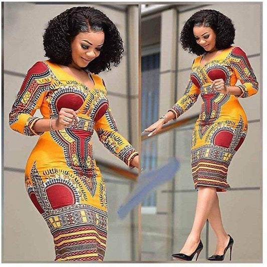 Ladies Striking Colorful Geometric Midi Dress Midi Dresses JT's Designer Fashion