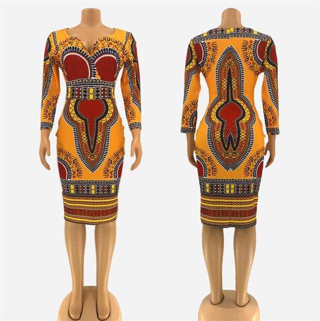 Ladies Striking Colorful Geometric Midi Dress Midi Dresses JT's Designer Fashion